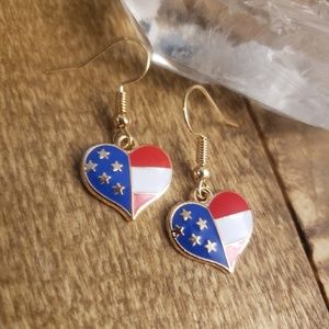 Stars & Stripes Patriotic USA Flag HEART earrings 4th of July earrings Military